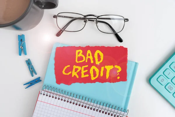 Kézírás Szöveg Bad Credit Üzleti Kirakat Kínál Segítséget Miután Kölcsönt — Stock Fotó