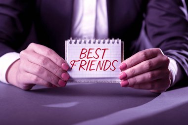 Metin yazma En İyi Arkadaşlar, İş Konsepti Diğer insanlardan daha çok değer verdiğin bir kişi Sonsuza dek arkadaş