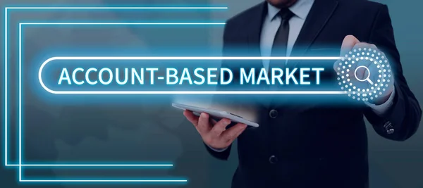 Konzeptionelle Bildunterschrift Account Based Market Word Written Resources Target Key — Stockfoto