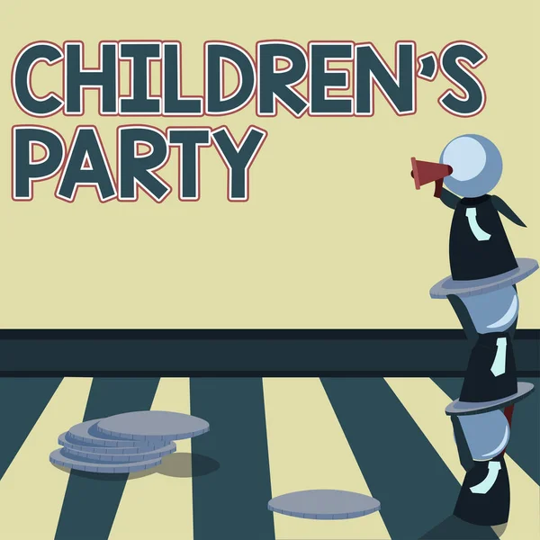 Sinal Escrita Mão Childrens Party Concept Que Significa Reunião Social — Fotografia de Stock