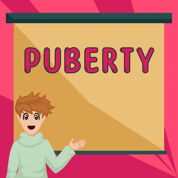 Conceptual Caption Puberty Business Overview Period Becoming First Capable Reproducing — Stock Photo, Image