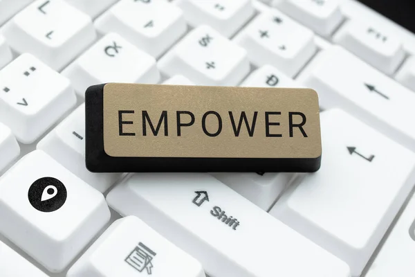 Teken Met Empower Concept Dat Betekent Dat Bevoegdheid Bevoegdheid Geven — Stockfoto
