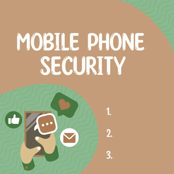 Λεζάντα Κειμένου Που Παρουσιάζει Mobile Phone Security Business Concept Ασφαλή — Φωτογραφία Αρχείου