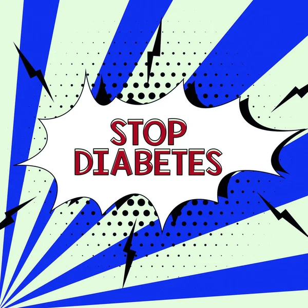 Sign Exibindo Stop Diabetes Business Abordagem Nível Açúcar Sangue Maior — Fotografia de Stock