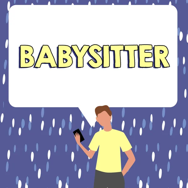 Sinal Texto Mostrando Babysitter Ideia Negócio Para Cuidar Crianças Geralmente — Fotografia de Stock