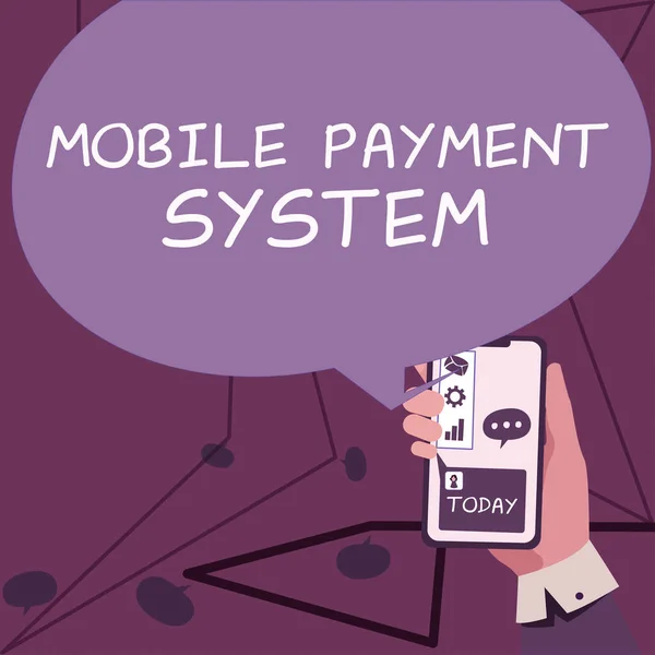 Tekst Bijschrift Presenteren Mobile Payment System Concept Betekent Betalingsdienst Uitgevoerd — Stockfoto