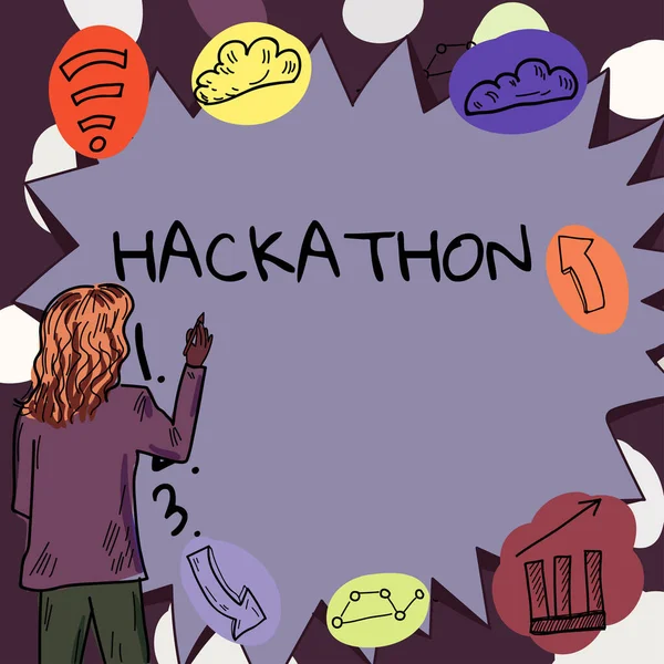 Texto Caligrafia Hackathon Evento Visão Geral Negócios Onde Grande Número — Fotografia de Stock