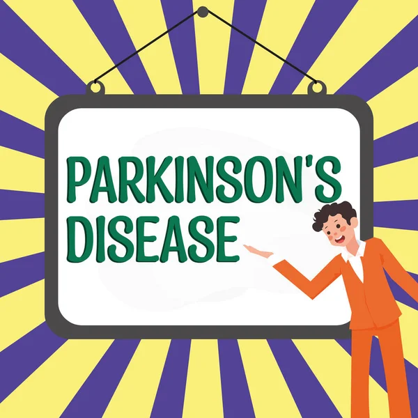 Sinal Texto Mostrando Doença Parkinsons Business Mostra Distúrbio Sistema Nervoso — Fotografia de Stock