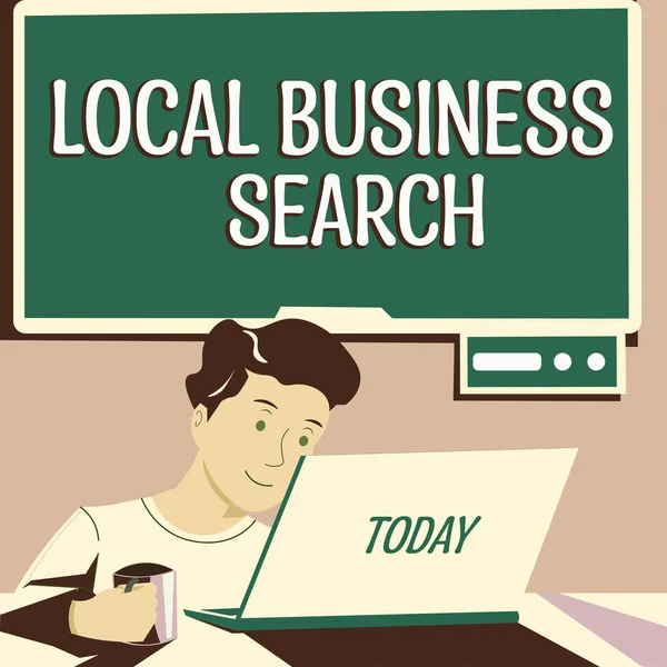 Pisanie Wyświetlania Tekstu Local Business Search Business Concept Looking Product — Zdjęcie stockowe