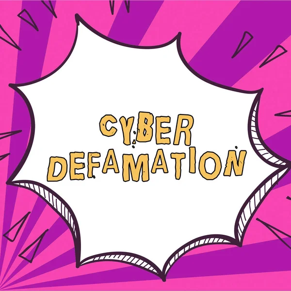 Exhibición Conceptual Cyber Difamación Palabra Escrito Calumnia Conducida Vía Medios — Foto de Stock