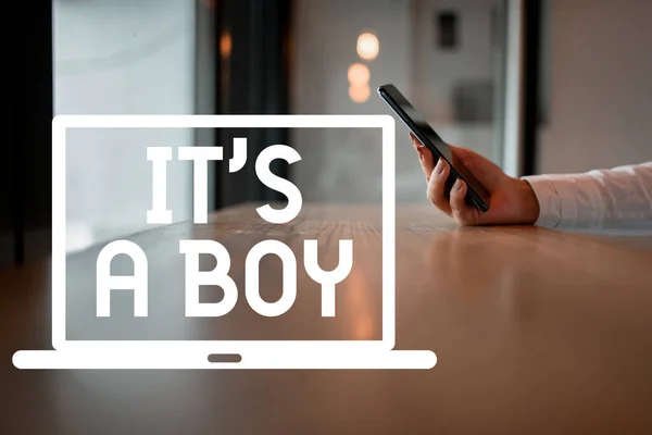 Text Tecken Som Visar Det Boy Word Skrivet Förvänta Hane — Stockfoto