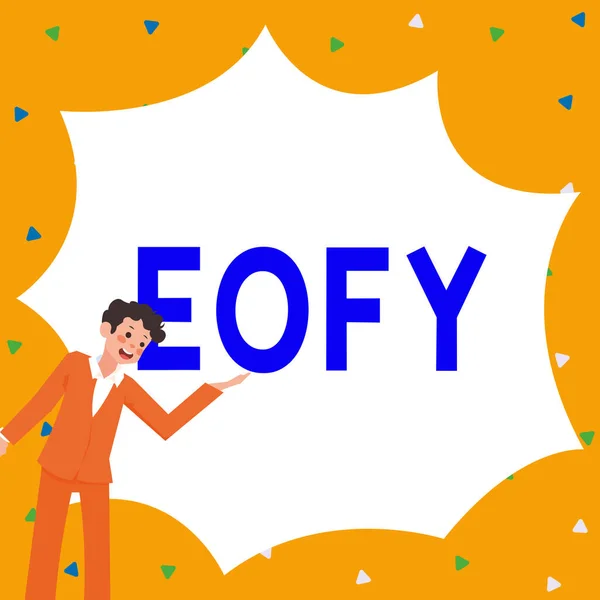 Eofy Business Overview 是一个在一个财政年度结束时举行的大型销售活动 — 图库照片