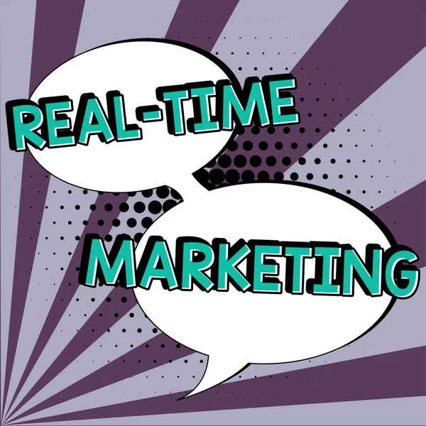 Podpis Koncepcyjny Real Time Marketing Przegląd Biznesowy Tworzenie Strategii Koncentrującej — Zdjęcie stockowe