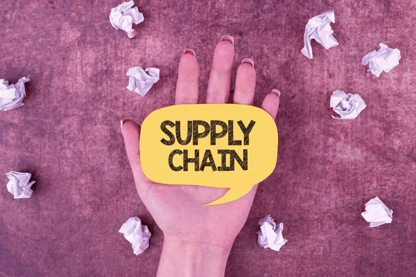 Ispirazione Mostrando Segno Supply Chain Business Showcase Sistema Organizzazione Processi — Foto Stock
