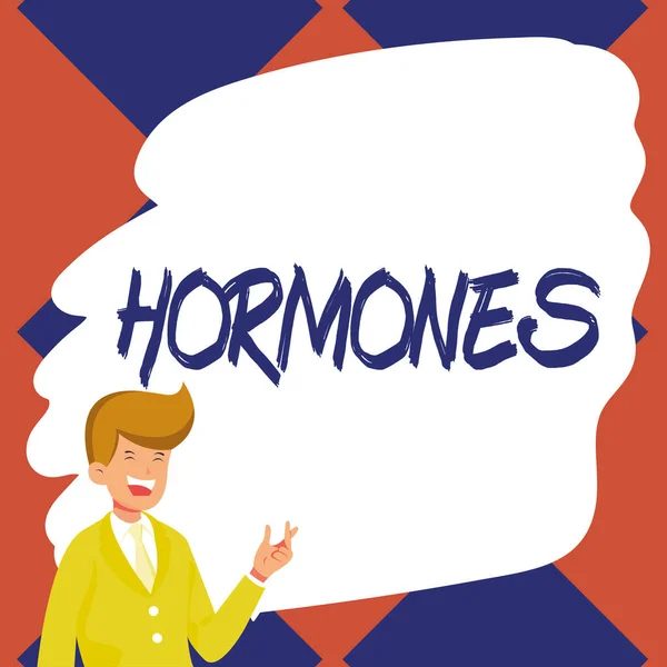 Signo Texto Que Muestra Hormonas Negocios Muestran Sustancia Reguladora Producida — Foto de Stock