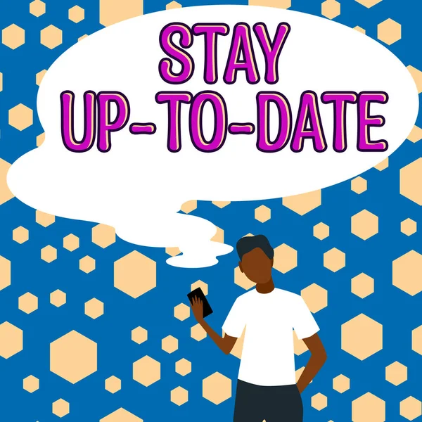 Text Rukopisu Stay Date Business Showcase Zná Všechny Nejnovější Novinky — Stock fotografie