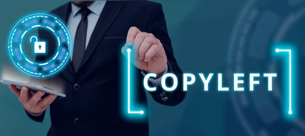 Didascalia Testo Che Presenta Copyleft Business Panoramica Diritto Utilizzare Liberamente — Foto Stock