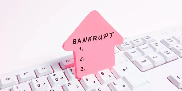 Text Caption Presenting Bankrupt Business Approach Reduced State Financial Ruin — Stock Photo, Image