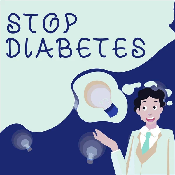 Sinal Exibindo Stop Diabetes Palavra Para Nível Açúcar Sangue Maior — Fotografia de Stock