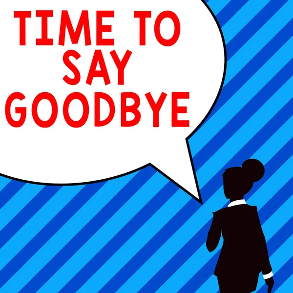 Text Sign Showing Time Say Goodbye Concept Meaning Bidding Farewell — стоковое фото