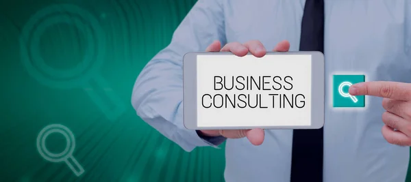 Text Bildtext Som Presenterar Business Consulting Concept Meaning Blends Practice — Stockfoto
