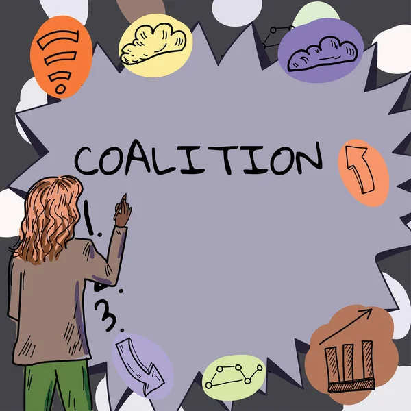 Conceptuele Weergave Coalitie Conceptuele Foto Een Tijdelijke Alliantie Van Verschillende — Stockfoto