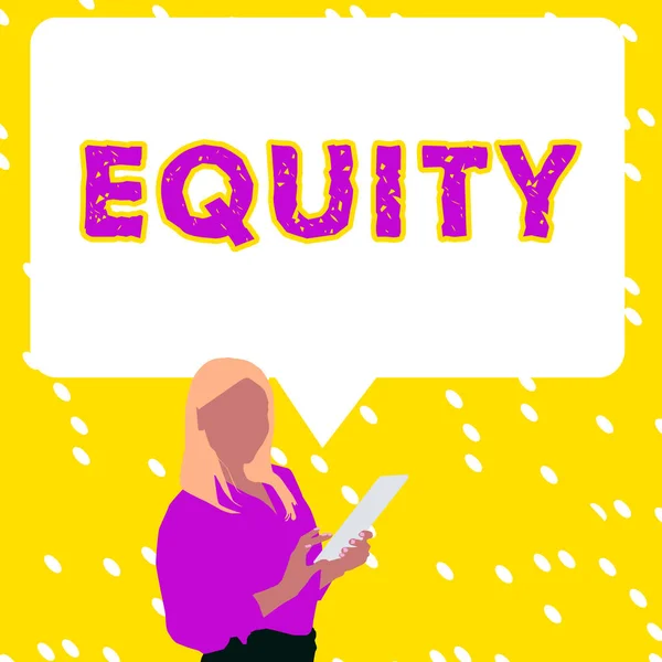 Didascalia Testo Che Presenta Equity Internet Concept Qualità Essere Equa — Foto Stock