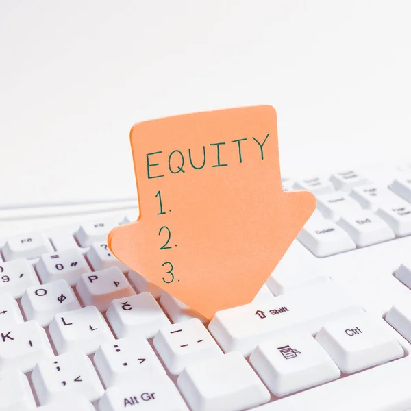 Sign Displaying Equity Concept Meaning Quality Being Fair Impartial Race — Stock Photo, Image
