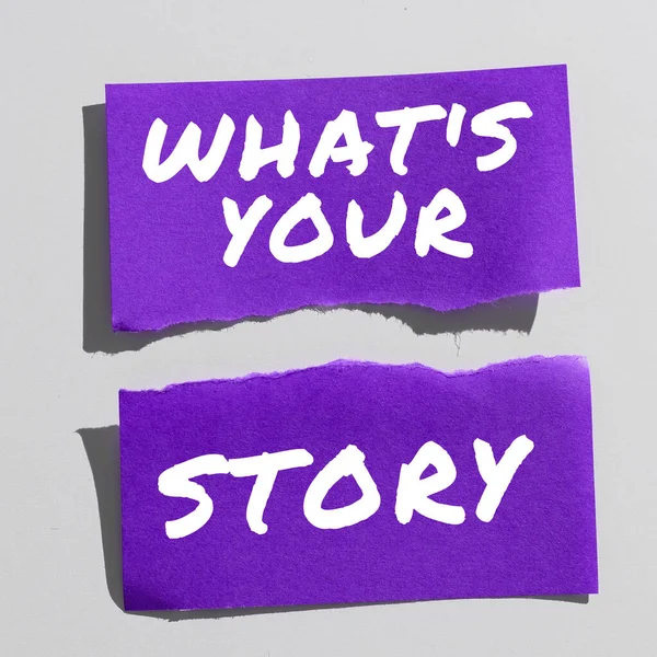 Εννοιολογική Λεζάντα Whats Your Story Εννοιολογική Φωτογραφία Ζητώντας Από Κάποιον — Φωτογραφία Αρχείου