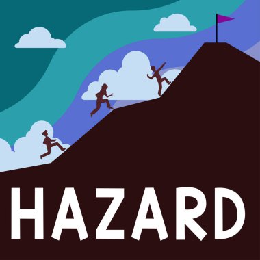 Tehlike veya riski tanımlayan el yazısı tehlikesi, iş konsepti hesabı veya beyanı