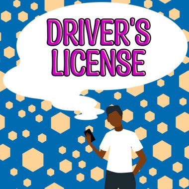 El yazısı tabelası Sürücü Ehliyeti, İş Fikri Bir kişinin motorlu araç kullanmasına izin veren bir belge