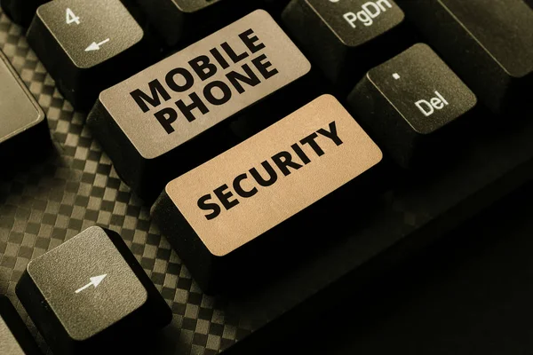 Заголовок Концепции Mobile Phone Security Business Idea Secure Data Mobile — стоковое фото