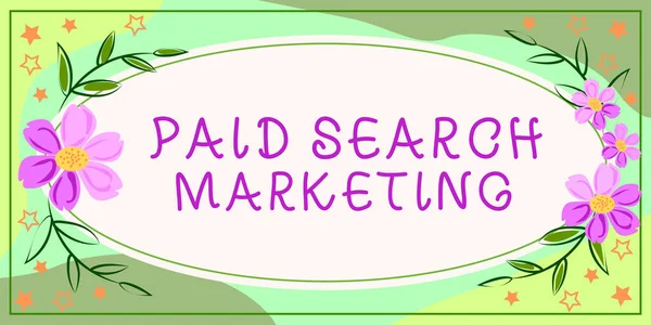 Conceptual caption Paid Search Marketing, Business showcase way to pay to ads through the internet search engines