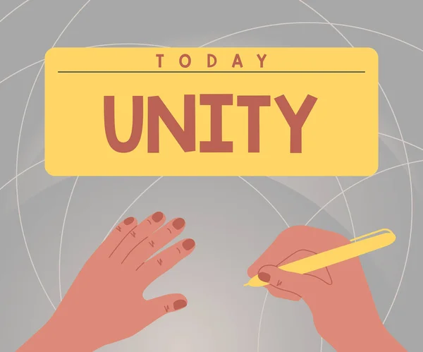 Inspiration Showing Sign Unity Word State Being United Joined Whole — Stock Photo, Image