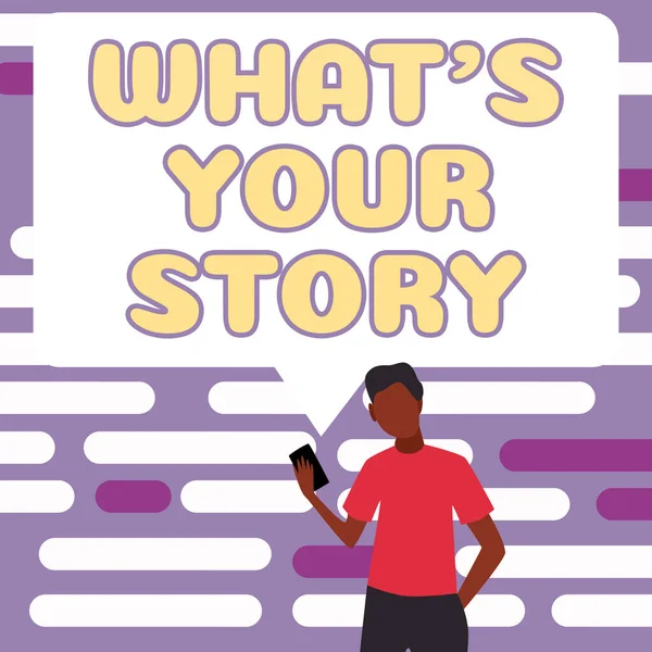 Text Caption Presenting Whats Your Story Business Showcase Asking Someone — Stock Fotó
