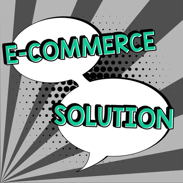 Pisanie Tekstu Commerce Solution Concept Meaning Software Używane Przez Biznes — Zdjęcie stockowe