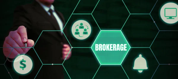 Inspiração Mostrando Sinal Brokerage Abordagem Negócios Serve Como Agente Confiável — Fotografia de Stock