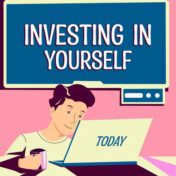 Titulek Textu Prezentující Investing Yourself Konceptuální Foto Učit Nové Dovednosti — Stock fotografie