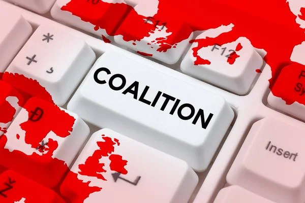 Koncepcyjne Wyświetlanie Koalicja Internet Concept Tymczasowy Sojusz Różnych Stron Osób — Zdjęcie stockowe