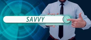 Savvy, iş konseptini sunan metin başlığı pratik konularda algı, anlayış