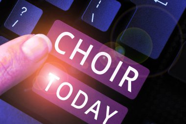 Koro ve İş Konseptini sunan metin başlığı. Bir grup şarkı söylemek için organize oldu.