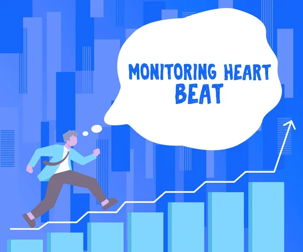 Sign Displaying Monitoring Heart Beat Internet Concept Measure Record Heart — Stock Photo, Image