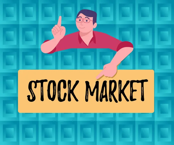 インスピレーションを示すテキスト株式市場 株式や債券が取引または交換される特定の市場に書かれた言葉 — ストック写真