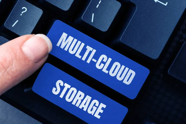 Text Bildtext Som Presenterar Multi Cloud Storage Business Overview Användning — Stockfoto