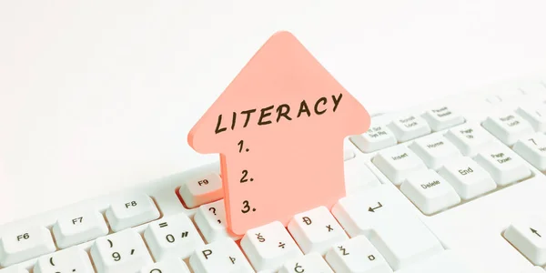 Sign Displaying Literacy Internet Concept Ability Read Write Competence Knowledge — Stock Photo, Image