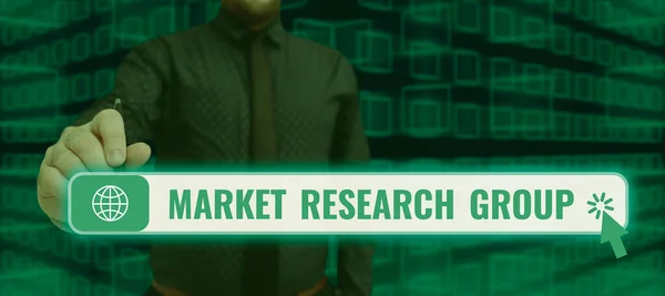 Tekenen Weergeven Van Market Research Group Word Written Verzamelen Van — Stockfoto