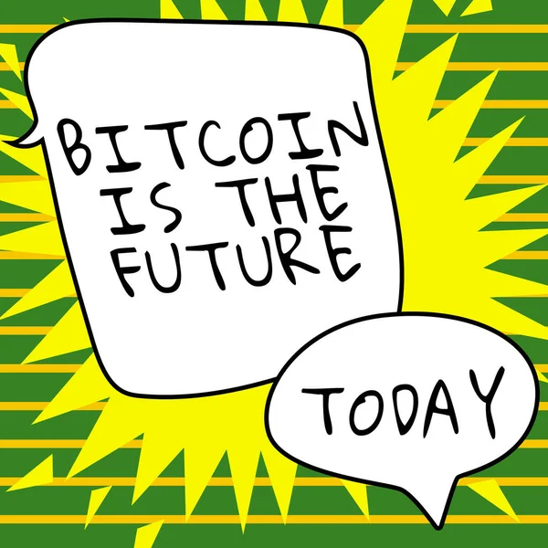 Текст Почерку Bitcoin Майбутнє Інтернет Концепція Цифровий Ринок Трейдери Можуть — стокове фото