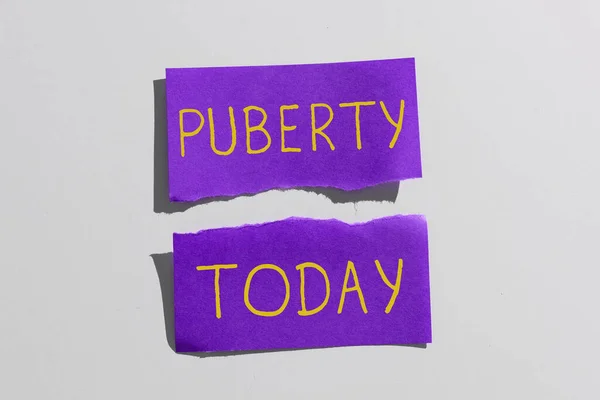 Conceptual Display Puberty Business Showcase Period Becoming First Capable Reproducing — Stock Photo, Image