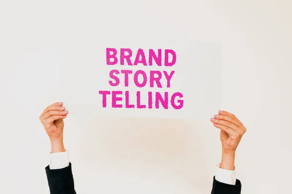 Text sign showing Brand Story Telling, Business overview Breathing Life into a Brand an Engaging Content
