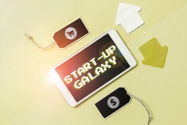 Text sign showing Start Up Galaxy, Conceptual photo Newly emerged business created by new entrepreneurs